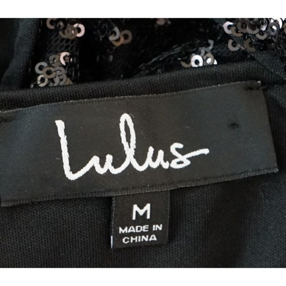 Lulus‎ Serenade in the Night Black Sequin Mini Skater Dress Womens Medium - Picture 8 of 9